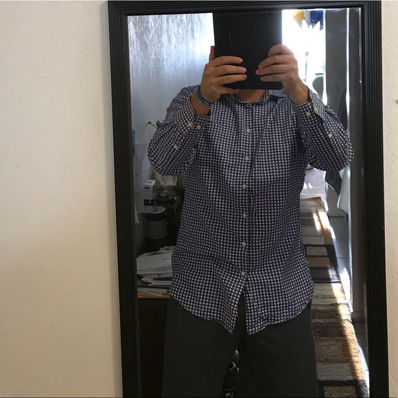 Neiman Marcus Blue and White Checkered Button Shirt - Picture 8 of 11